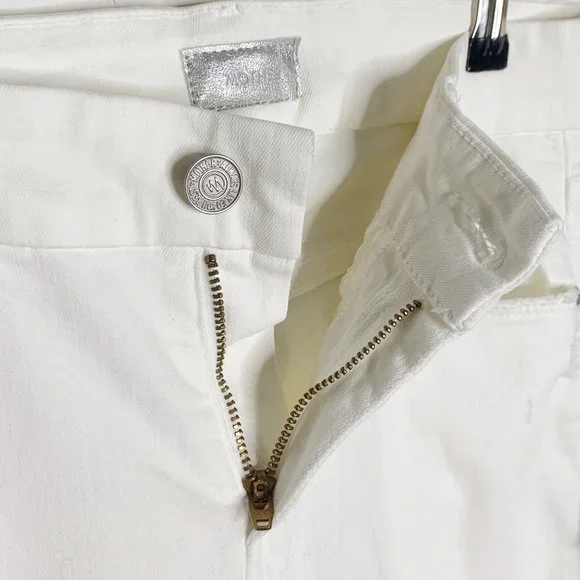 MOTHER Denim NWT White Looker Ankle Fray Raw Hem Jeans Little Miss Innocent 26 - Picture 13 of 16